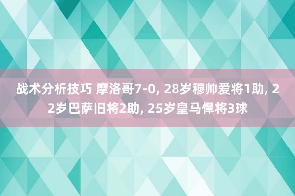 战术分析技巧 摩洛哥7-0, 28岁穆帅爱将1助, 22岁巴萨旧将2助, 25岁皇马悍将3球