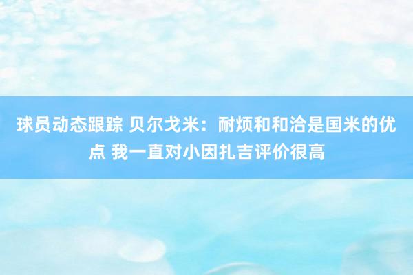 球员动态跟踪 贝尔戈米：耐烦和和洽是国米的优点 我一直对小因扎吉评价很高