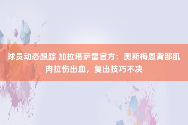 球员动态跟踪 加拉塔萨雷官方：奥斯梅恩背部肌肉拉伤出血，复出技巧不决