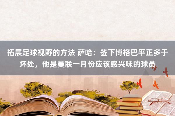 拓展足球视野的方法 萨哈：签下博格巴平正多于坏处，他是曼联一月份应该感兴味的球员