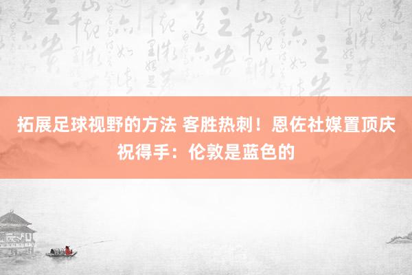 拓展足球视野的方法 客胜热刺！恩佐社媒置顶庆祝得手：伦敦是蓝色的