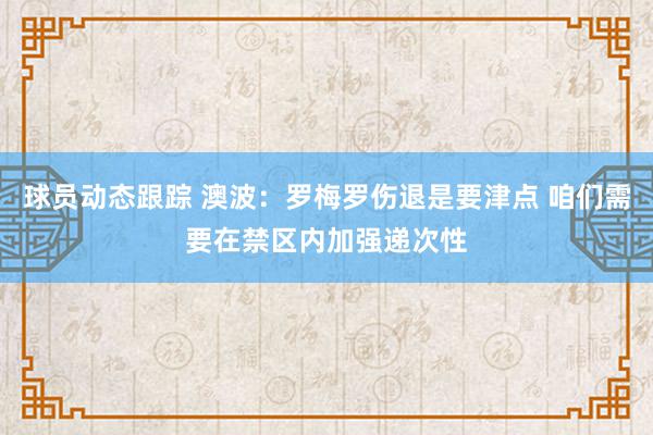 球员动态跟踪 澳波：罗梅罗伤退是要津点 咱们需要在禁区内加强递次性