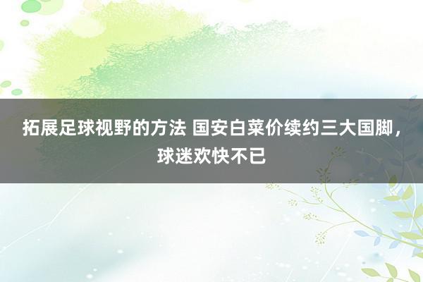 拓展足球视野的方法 国安白菜价续约三大国脚，球迷欢快不已