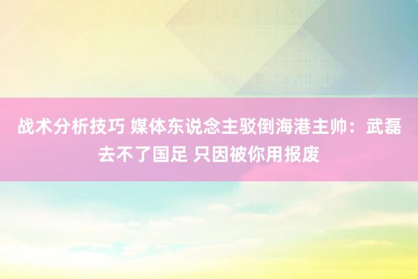 战术分析技巧 媒体东说念主驳倒海港主帅：武磊去不了国足 只因被你用报废